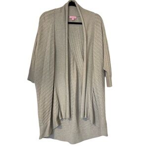 Lilly Pulitzer Lambswool Cashmere Angora Cable Knit Open Cardigan XS/S Gray